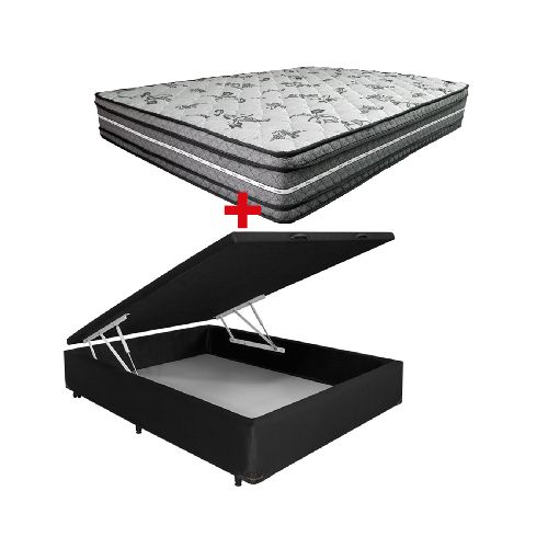 Cama Baúl 2 Plazas Pu + Colchón Espuma D33/D65 Opala