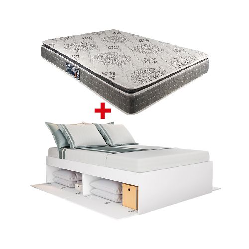 Cama con Puertas Tokio 2 Plazas + Colchón Espuma D33 Sono Pillow Top