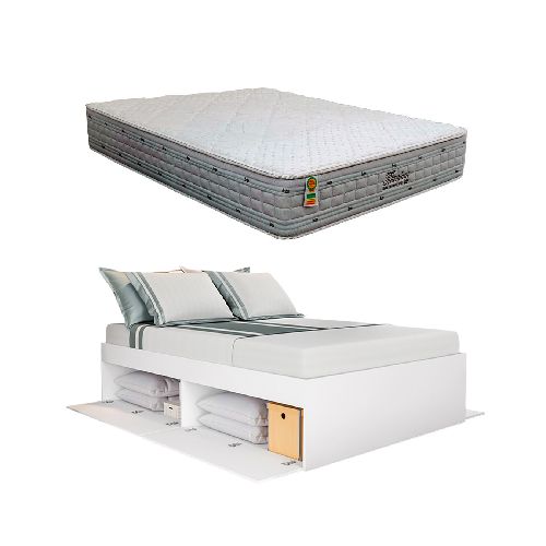 Cama con Puertas Tokio 2 Plazas + Colchón Resortes Pocket Titanium