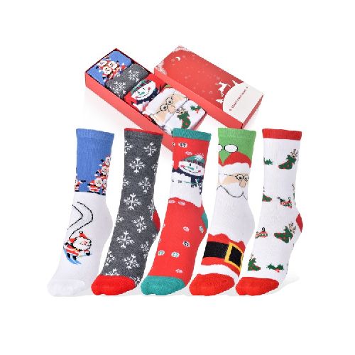 5 Pares de Medias de Navidad en Caja  