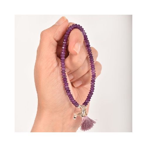 Pulsera con Perro Salchicha en tonos de Violeta Amatista - Aves del Plata