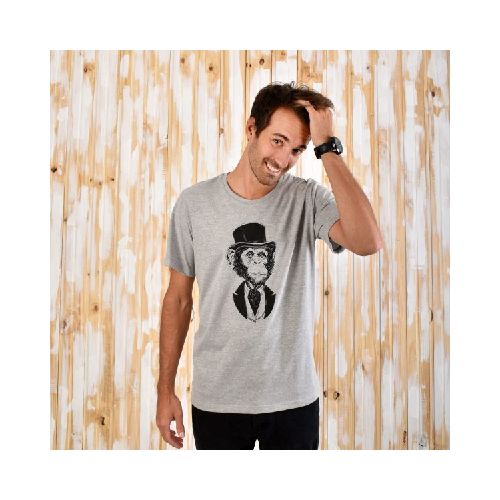 Remera Aves del Plata™ Mr Gala Chimp en Gris Jaspeado  