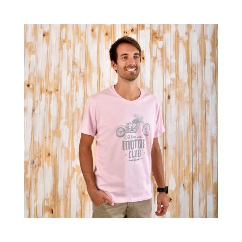 Remera Aves del Plata™ Motocicleta en Rosa Claro  