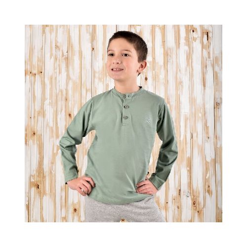 Remera Henley  Manga Larga Niño  