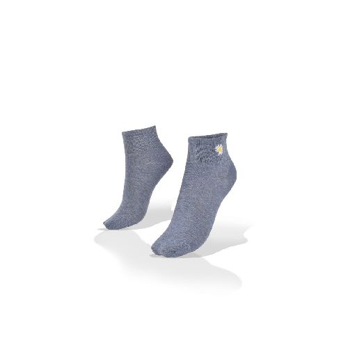 Medias Aves del Plata ™Soquetes Azul Gris Con Flor.  