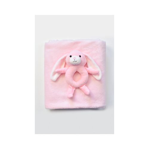 Manta lisa con peluche - de conejo rosado