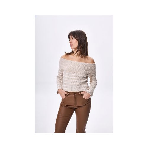 Sweater Oasis - Beige con blanco