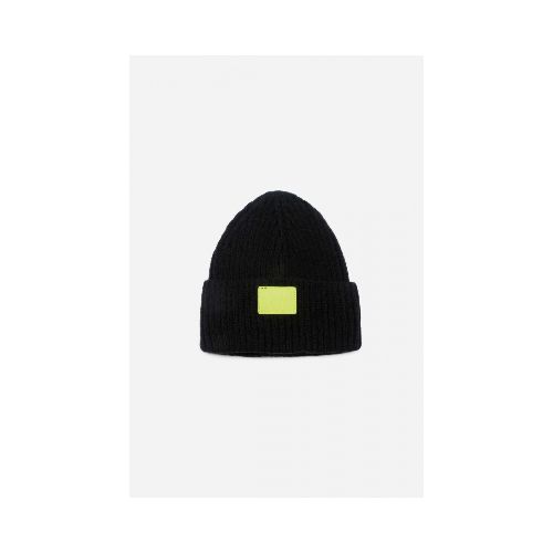 Gorro ribbed label - negro