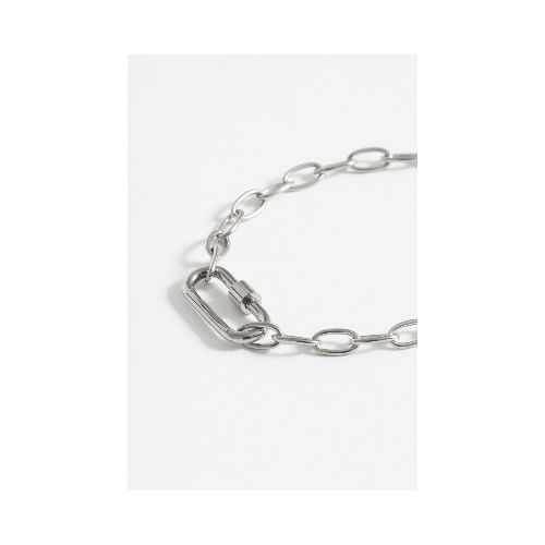 Pulsera acero con dije mosquetón - plateado