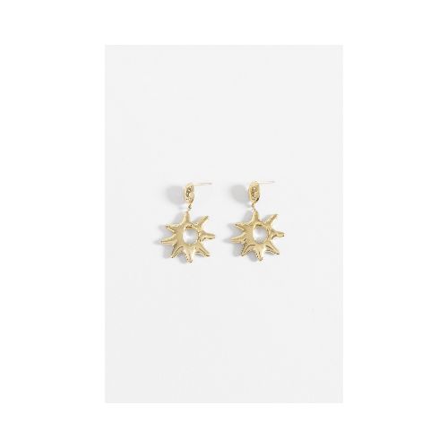 Aros acero con dije estrella - dorado