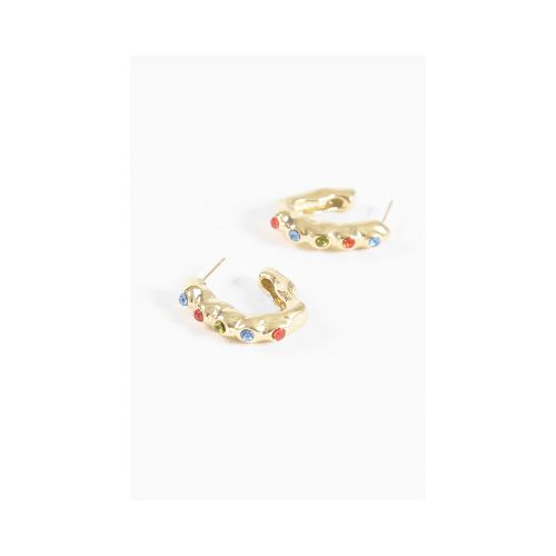 Aros acero irregular con strass - dorado