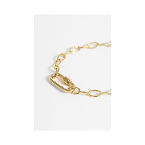 Pulsera acero con dije mosquetón - dorado