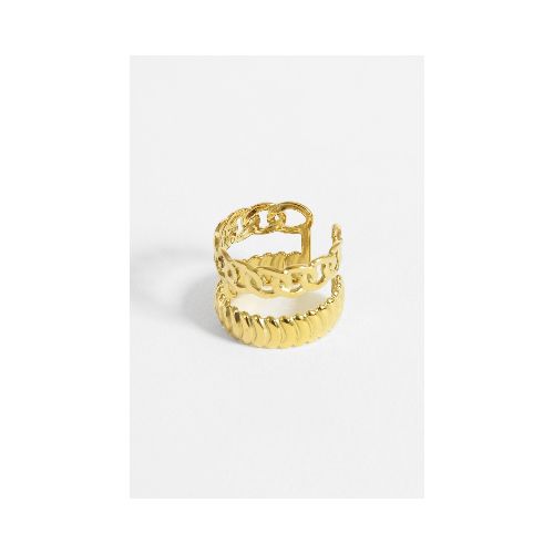 Anillo labrado ajustable acero - dorado