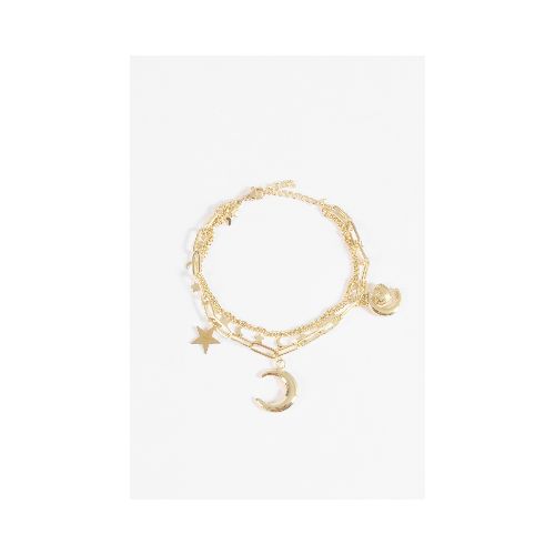 Pulsera acero estrella y luna - dorado