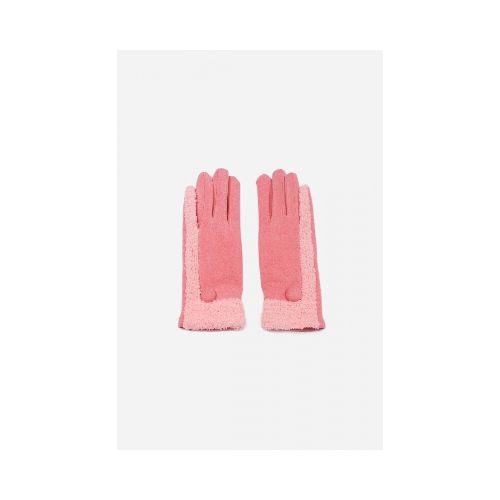 Guantes corderito con botón - rosa