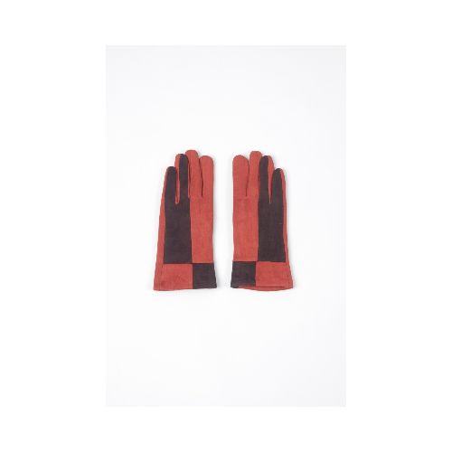 Guantes color block suede - lacre