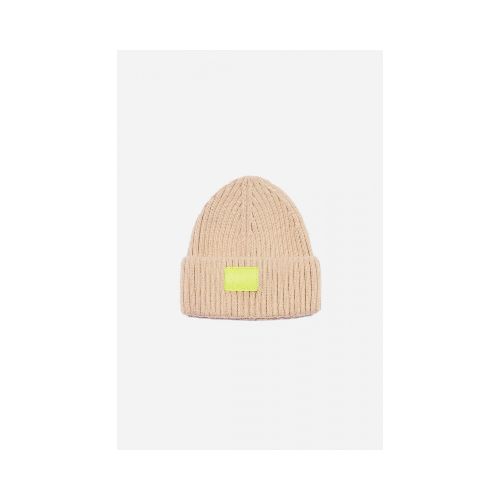 Gorro ribbed label - beige