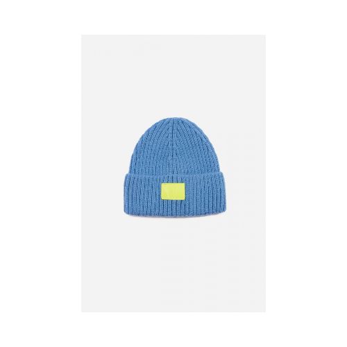 Gorro ribbed label - celeste