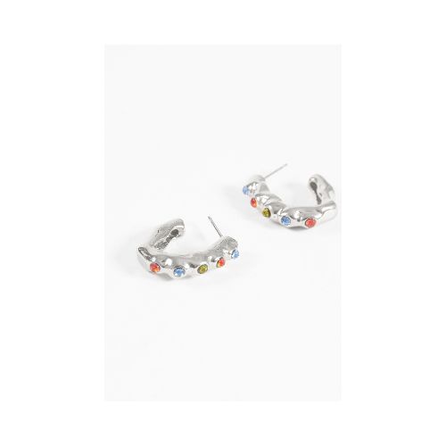 Aros acero irregular con strass - plateado