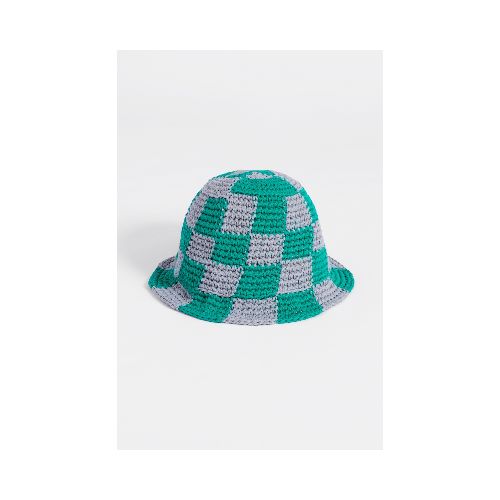 Gorro bucket tejido a cuadros - verde