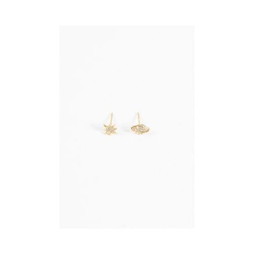 Caravanas acero pin con strass - dorado