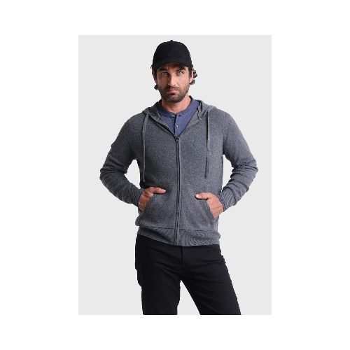 SWEATER ARROW F.ZIPP CAPUCHA - GRIS — ALTOCONCEPTO