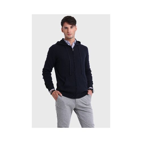 SWEATER ARROW F.ZIPP CAPUCHA - NEW BLUE — ALTOCONCEPTO