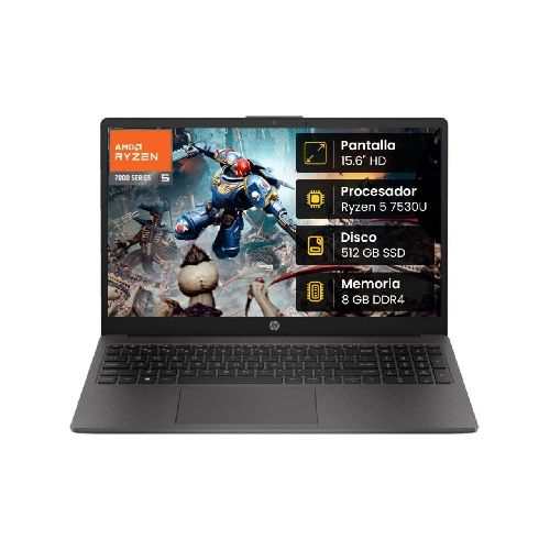 Notebook HP 255 G10 Ryzen 5 7530U 8GB 512SSD 15.6