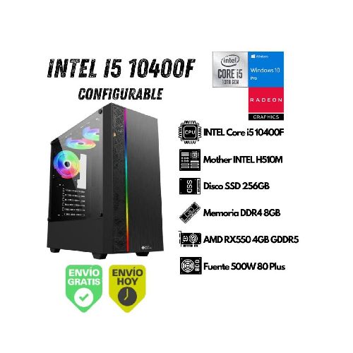 PC Gamer INTEL i5-10400F 8GB 256GB SSD RX550 (Configurable) EQ-i5-10400F-02