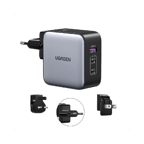 Cargador de Pared Ugreen 65w USB + USB-Cx2 Negro UCP65USB2BK