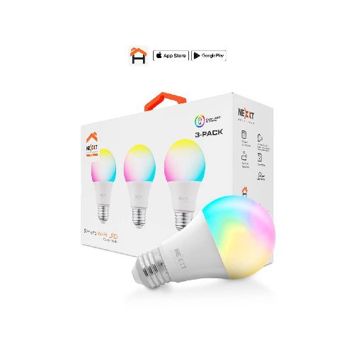 Kit 3 Lámparas LED Smart Wi-Fi Nexxt NHB-C120 RGB 9W Inteligente NHB-C1203PK