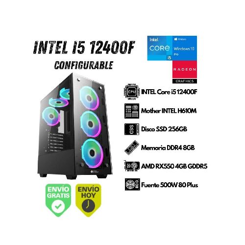 PC Gamer INTEL i5-12400F 8GB 256GB SSD RX550 (Configurable) EQ-i5-12400F-02