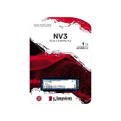 Disco Sólido SSD 1 TB Kingston NV3 NVMe PCIe 4.0 SNV3S-1000G