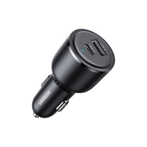 Cargador para Auto Ugreen USB-C y USB 63W Negro UCAUSBC63WB