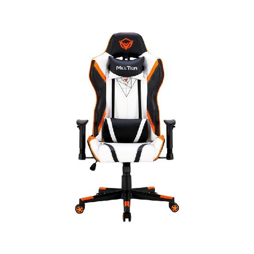 Silla Gamer Escritorio Meetion E-Sport CHR15 Reclinable Negro/Blanco/Naranja CHR15-B