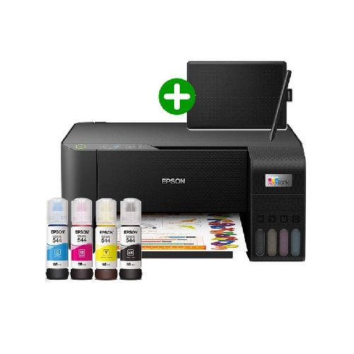 Impresora Epson Multifunción L3210 de Sistema Continuo + Wacom One CTL472 L3210+W472