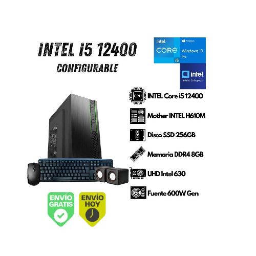 Equipo PC INTEL I5-12400 12va Gen 8GB 256GB SSD (Configurable) EQ-I5-12400