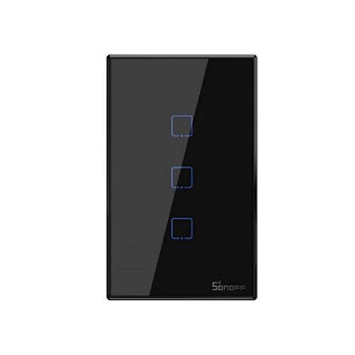 Interruptor Inteligente de Pared Sonoff de 3 Botones Wifi y RF T3US3C-TX Negro IM190314041