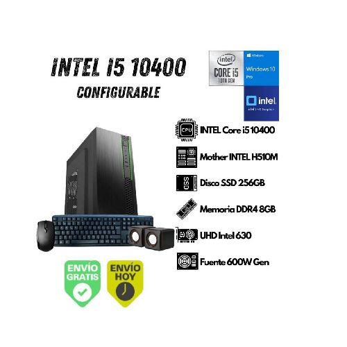 Equipo PC INTEL I5-10400 10ma Gen 8GB 256GB SSD (Configurable) EQ-I5-10400