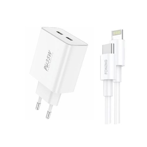 Cargador con Cable Iphone Foneng EU50 35W 2 Puertos USB-C I01584