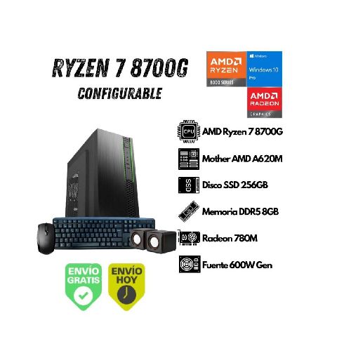 Equipo PC AMD Ryzen 7 8700G 8GB 256GB SSD (Configurable) EQ-RY7-8700G