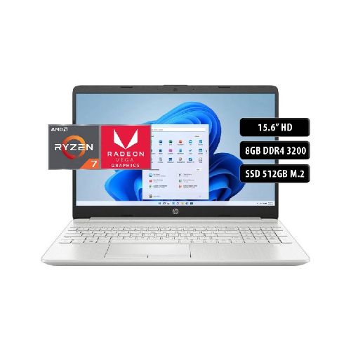 Notebook HP 15-ef2514la, Ryzen 7 5700U, 8GB, 512SSD, 15.6