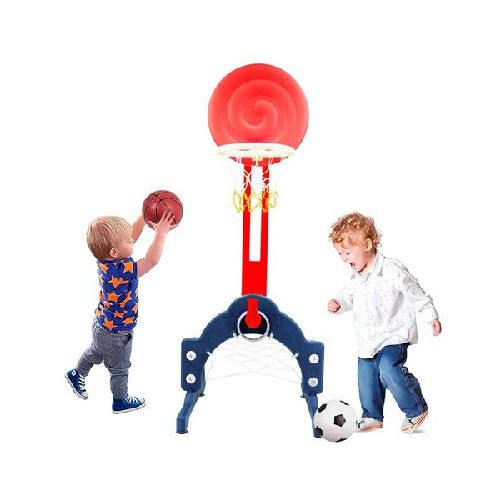 Tablero Basketball de pie Regulable con Juego de anillos 3 en 1