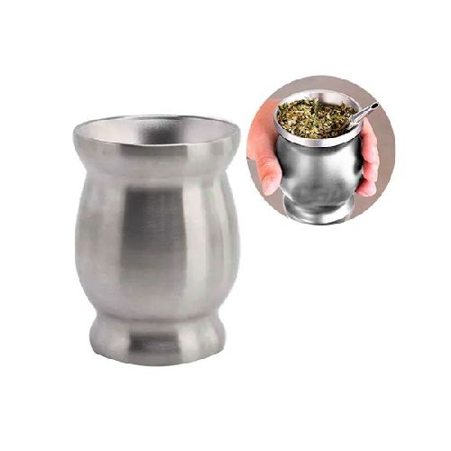 Mate acero plateado doble pared 250 ml