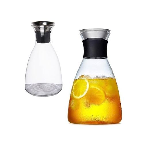 Jarra de vidrio alto borosilicato con tapa de acero inoxidable