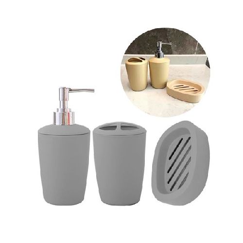 Set de Baño Porta jabón líquido, porta cepillos y jabonera 3 piezas