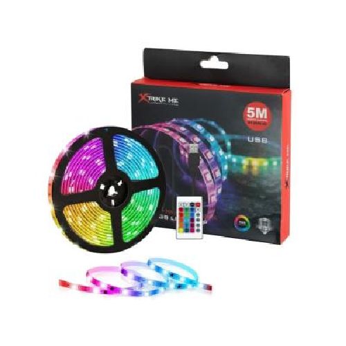 Tira Led 5050 RGB 5 mts USB con control