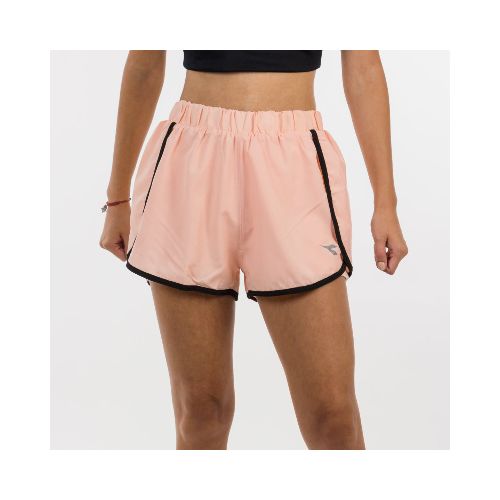 Diadora Dama Dry Fit Short With Pipin - Coral/black - Coral-negro — Macri