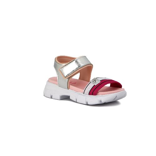 Molekhina Sandalia Casual Tira C/velcro - Plata-blanco  Molekinha