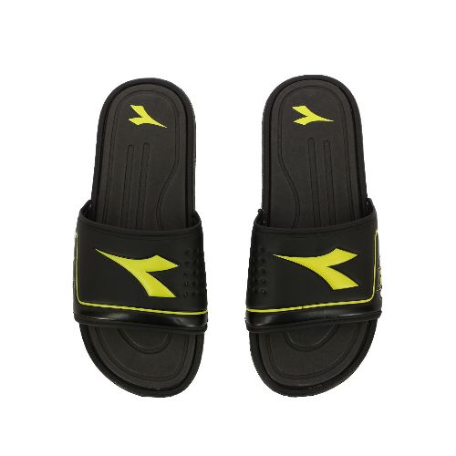 Diadora Isola Ojota Tira Ancha Con Logo - Negro/amarillo - Negro-amarillo — Macri